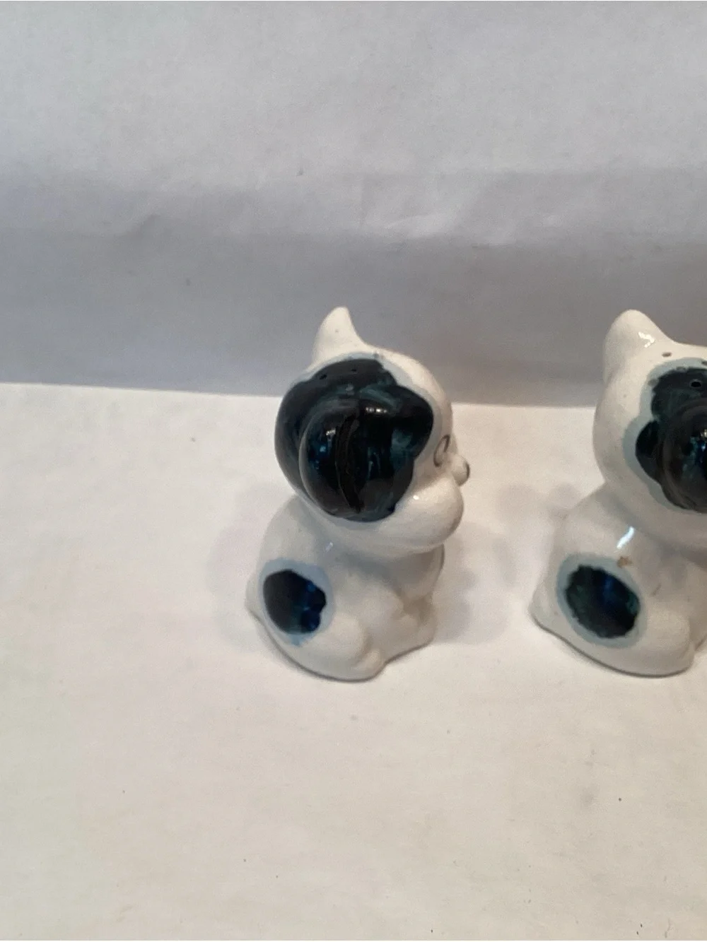 Kitsch Dog Salt & Pepper Japan Vintage Puppy Spotted Eye Roll Expression